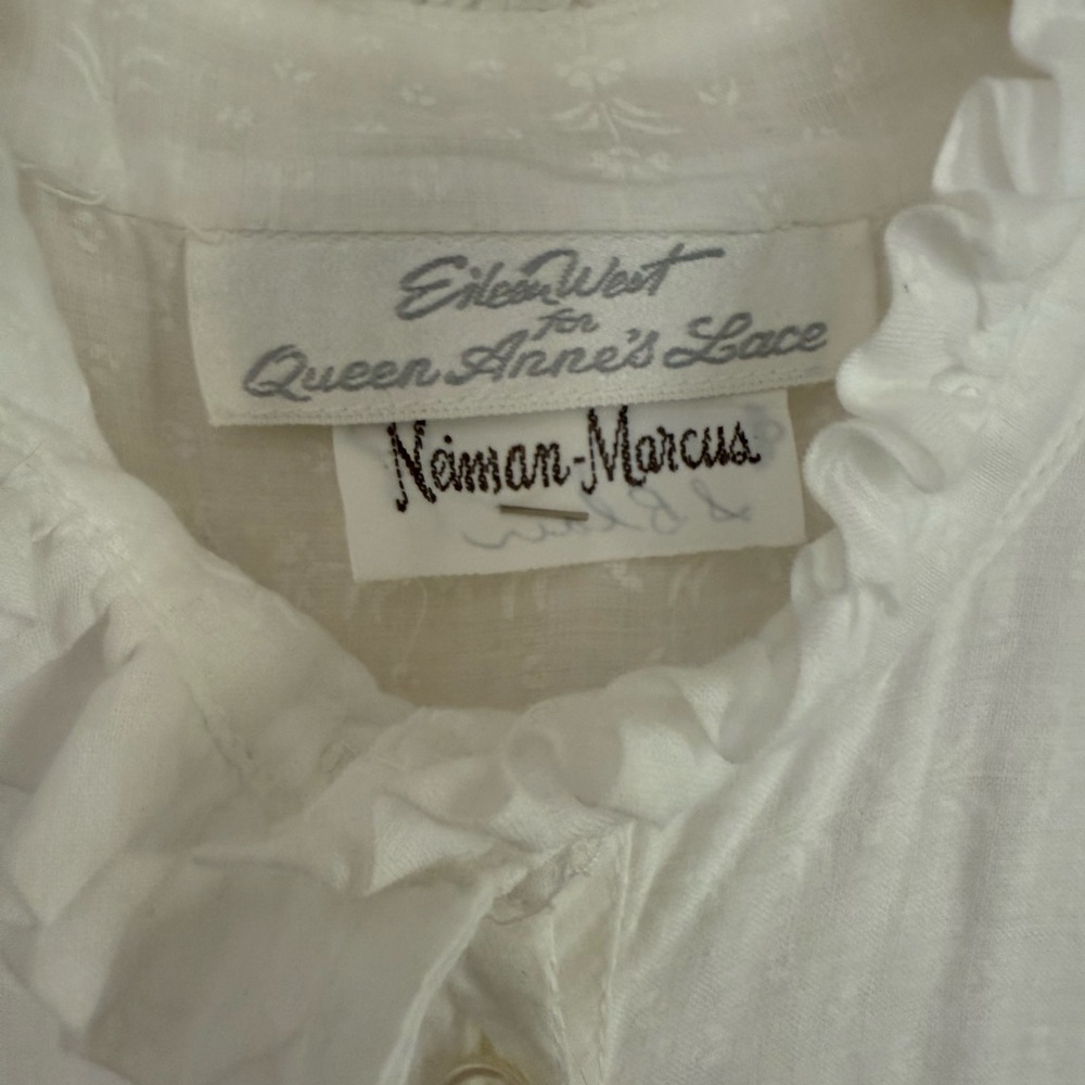 Vintage Eileen West for Queen Anne’s Lace White Cotton Maternity Dress - Picture 4 of 11